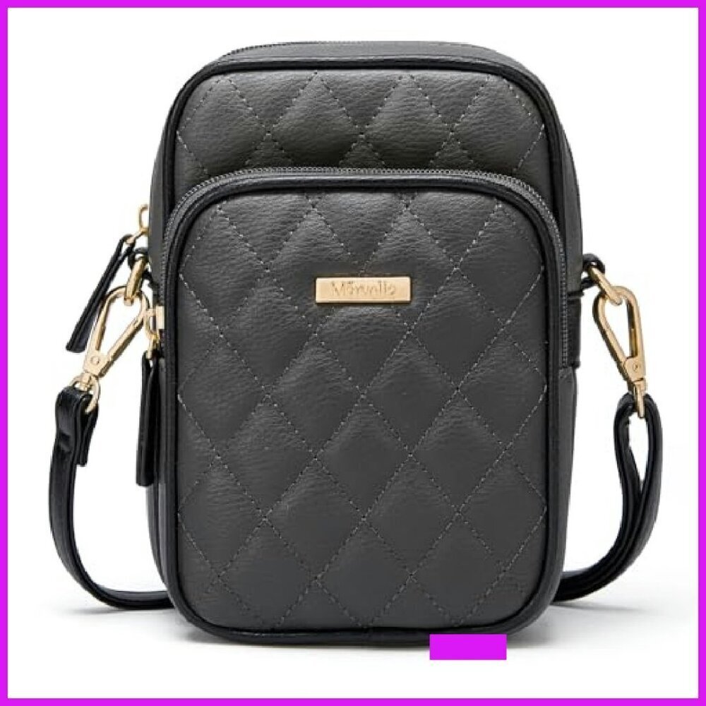 Vegan Leather Crossbody Phone Bag Minimal Chic Adjustable Strap Card Slots